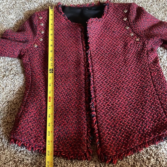 Monteau Red Blazer twist Jacket Size Medium - Picture 16 of 17